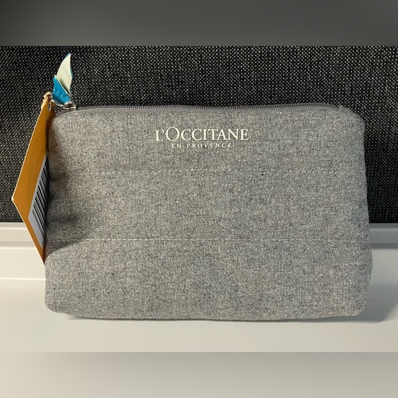 L'Occitane MAKE UP COSMETIC BAG CASE BRAND NEW Gray Puffer Piece - Picture 2 of 9